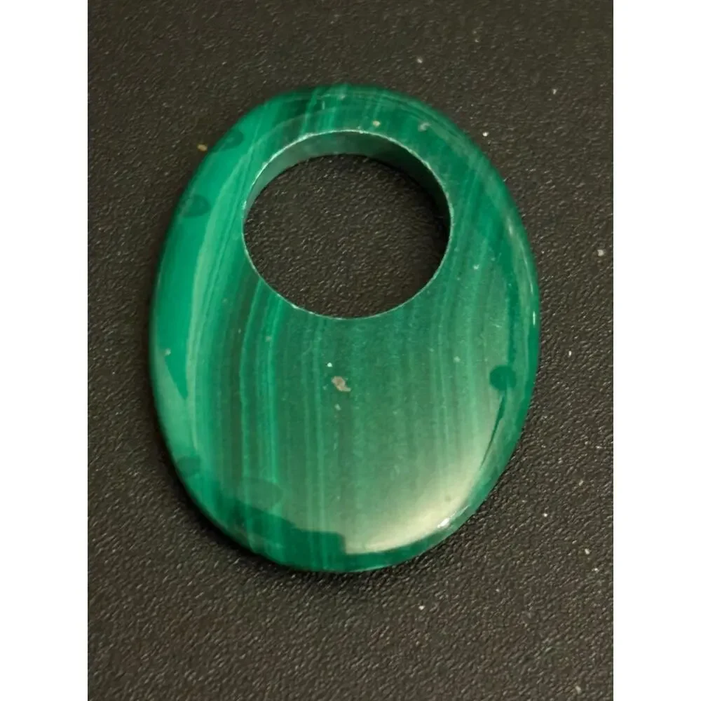 Vintage Genuine Malachite Donut Pendant Green Stone